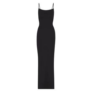 SKIMS SMOOTH LOUNGE LOW BACK KEYHOLE DRESS ONYX SMALL